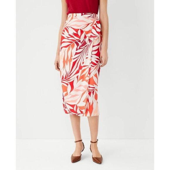 Ann Taylor Petite Tropical Sarong Wrap Midi Skirt 2P - Picture 2 of 4